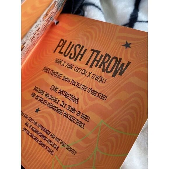 Disney Halloween Mickey Minnie Pumpkin Soft Throw Blanket 50"x70" Spider Skull - Picture 3 of 9